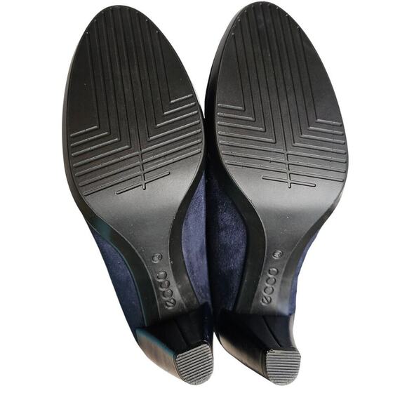 Ecco Danish Design Navy Suede Sz40 heels Pump Slipon shoes. Career. Work. Office - Picture 2 of 15